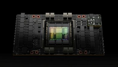 H100, Nvidia's latest GPU is seen in this photo in Santa Clara