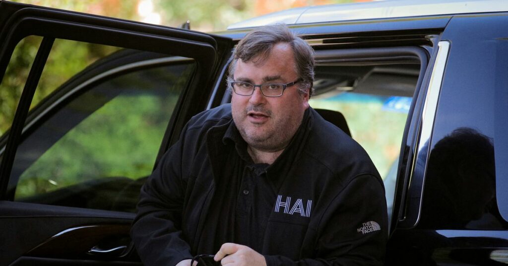 Reid Hoffman, co-founder of Linkedin and venture capitalist, arrives at the annual Allen and Co. Sun Valley media conference in Sun Valley, Idaho