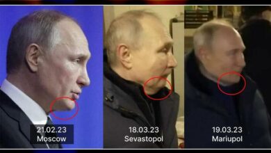 Putinin çənəsi sosial medianı qarışdırdı!  O, 3 fotoda eyni məqama işarə edib və bir sual verib: Zelenskinin “öldüyünü” iddiasından sonra...