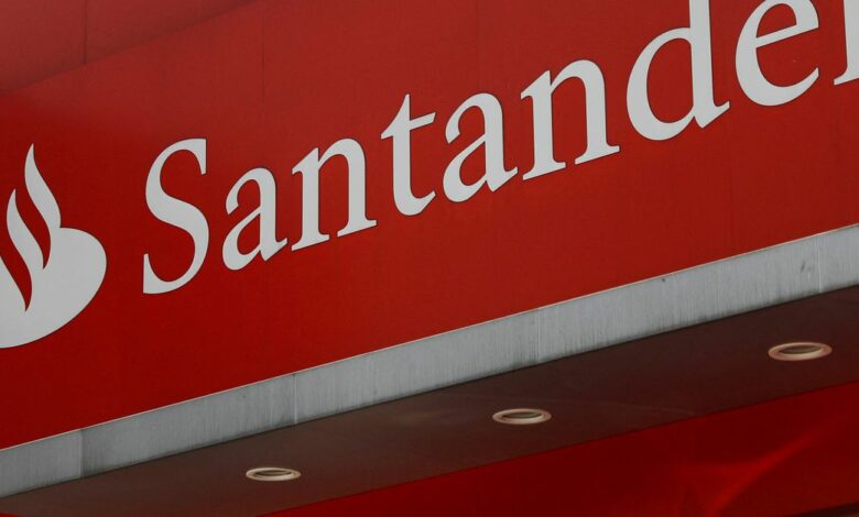 The logo of Santander bank is seen at a branch in Mexico City