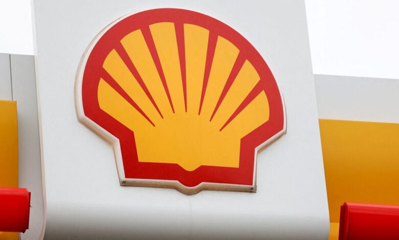 A view shows a logo of Shell petrol station in South East London