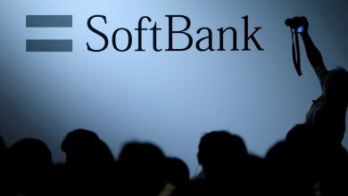 The logo of SoftBank Group Corp is displayed at SoftBank World 2017 conference in Tokyo