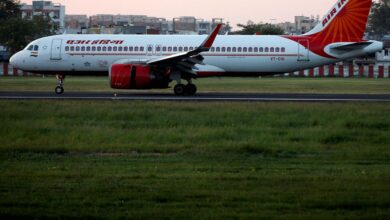 An Air India Airbus A320neo passenger plane moves on the runway after landing, in Ahmedabad