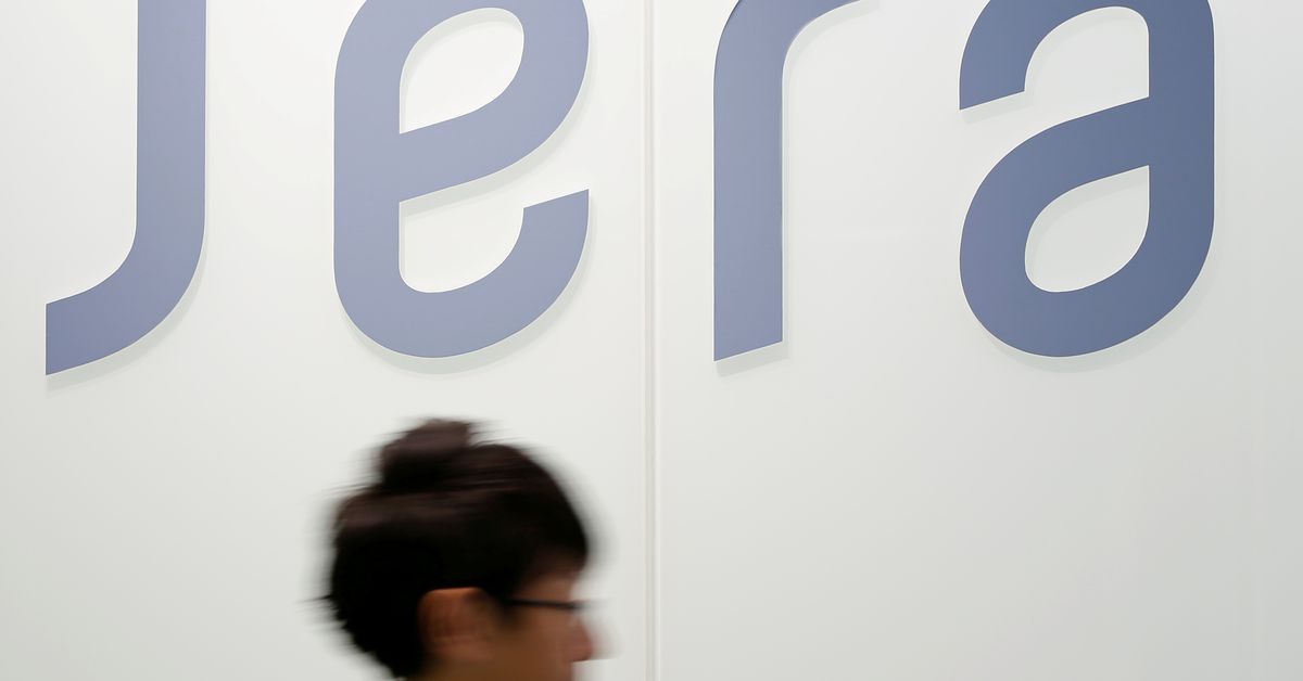 The logo of JERA Co., Inc., the world's biggest LNG buyer, is displayed at the company office in Tokyo