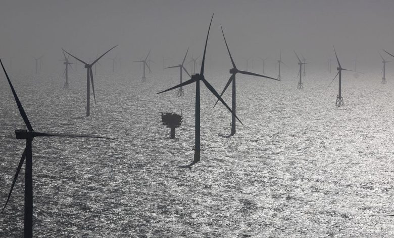Wind turbines, including some from RWE's new Kaskasi offshore wind farm, are pictured during the opening of the RWE-Offshore-Windpark Kaskasi