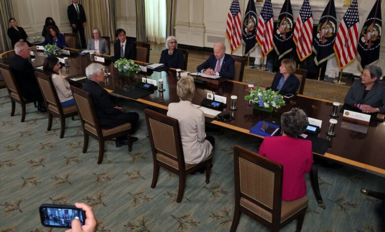 U.S. President Biden with his Council of Advisors on Science and Technology  at the White House in Washington, U.S.