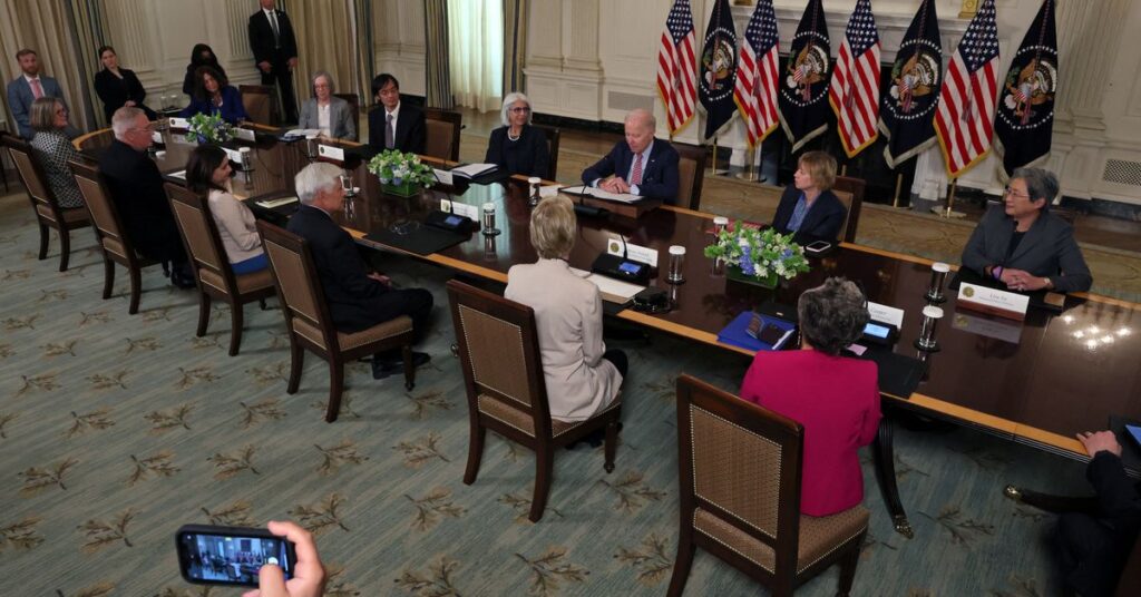 U.S. President Biden with his Council of Advisors on Science and Technology  at the White House in Washington, U.S.