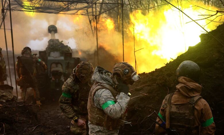 Ukrainian artillery operates in a position near Bakhmut