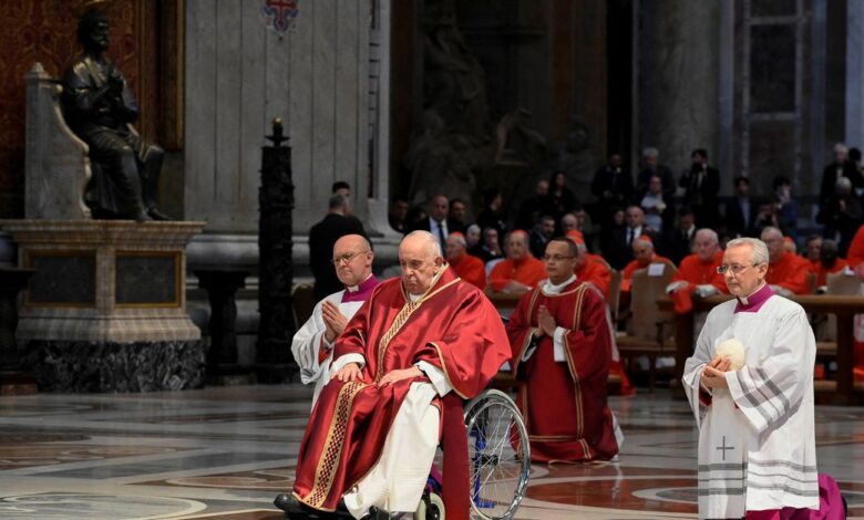 Pope Francis presides over the Good Friday Passion of the Lord service in Saint Peter