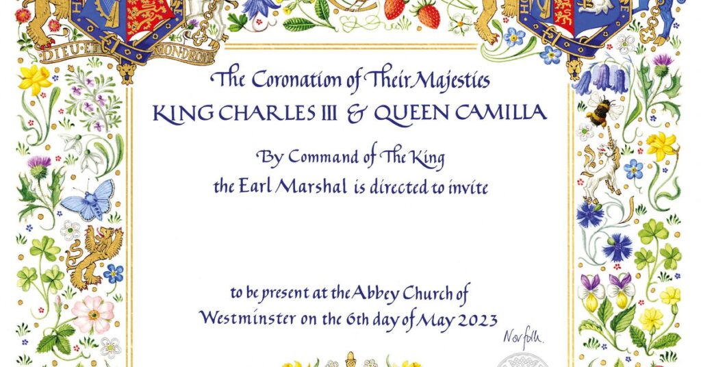 The invitation for the Coronation of Britain