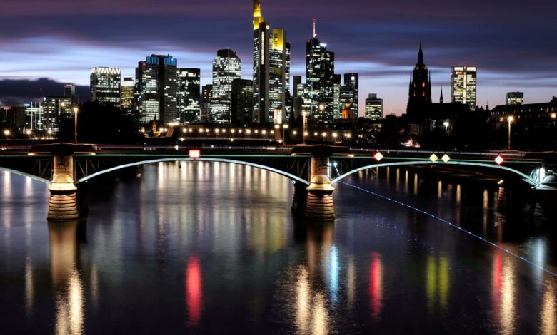 The skyline with its financial district amid the outbreak of the coronavirus disease (COVID-19) in Frankfurt