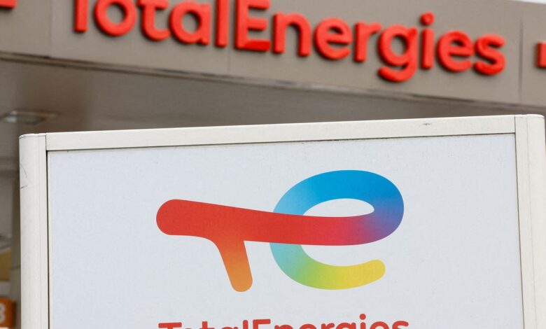 TotalEnergies logos are seen at a fuel station in Nice