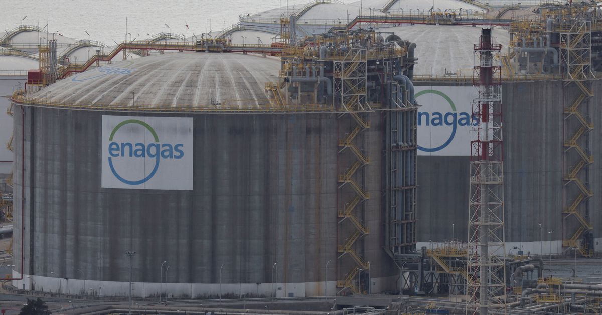 The terminal of Spanish gas grid operator Enagas ENAG.MC is seen at the port of Barcelona