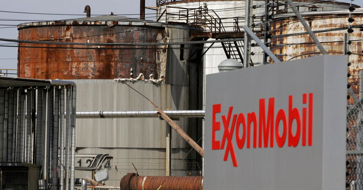 View of the Exxon Mobil refinery in Baytown, Texas