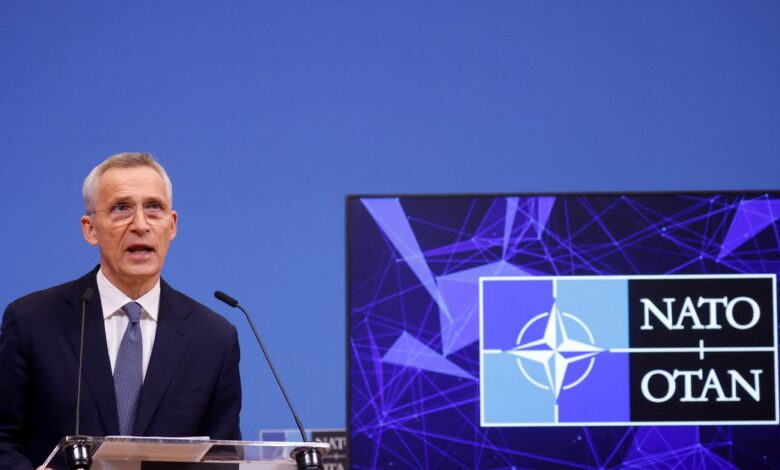 NATO Secretary-General Stoltenberg holds a news conference before NATO foreign ministers