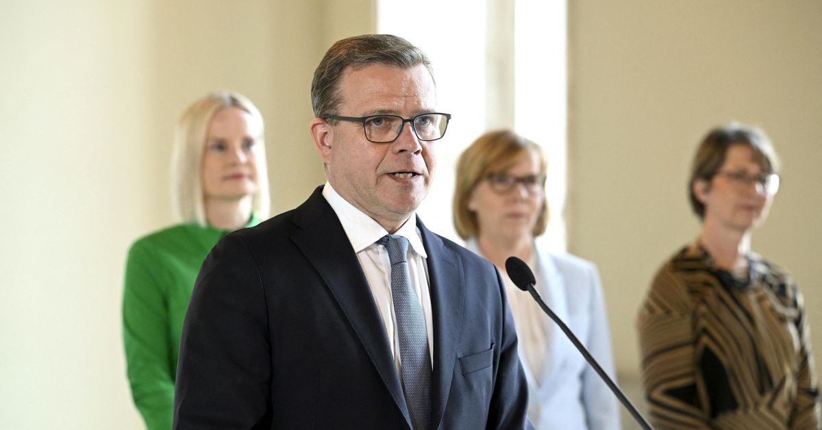 National Coalition chair Petteri Orpo speaks during a news conference at the Parliament House in Helsinki
