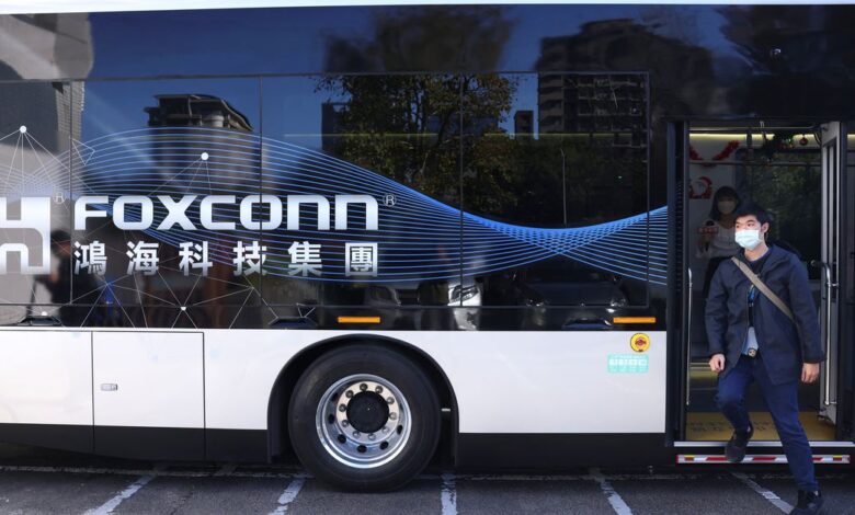 Organized media visit to to see the Foxtron Model T eBus at Foxconn's headquarters