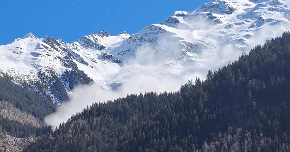 General view shows avalanche in the French Alps