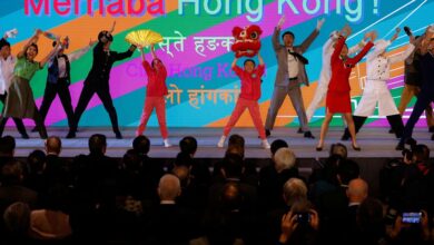 Performers dance during  "Hello Hong Kong" campaign to promote city tourism in Hong Kong