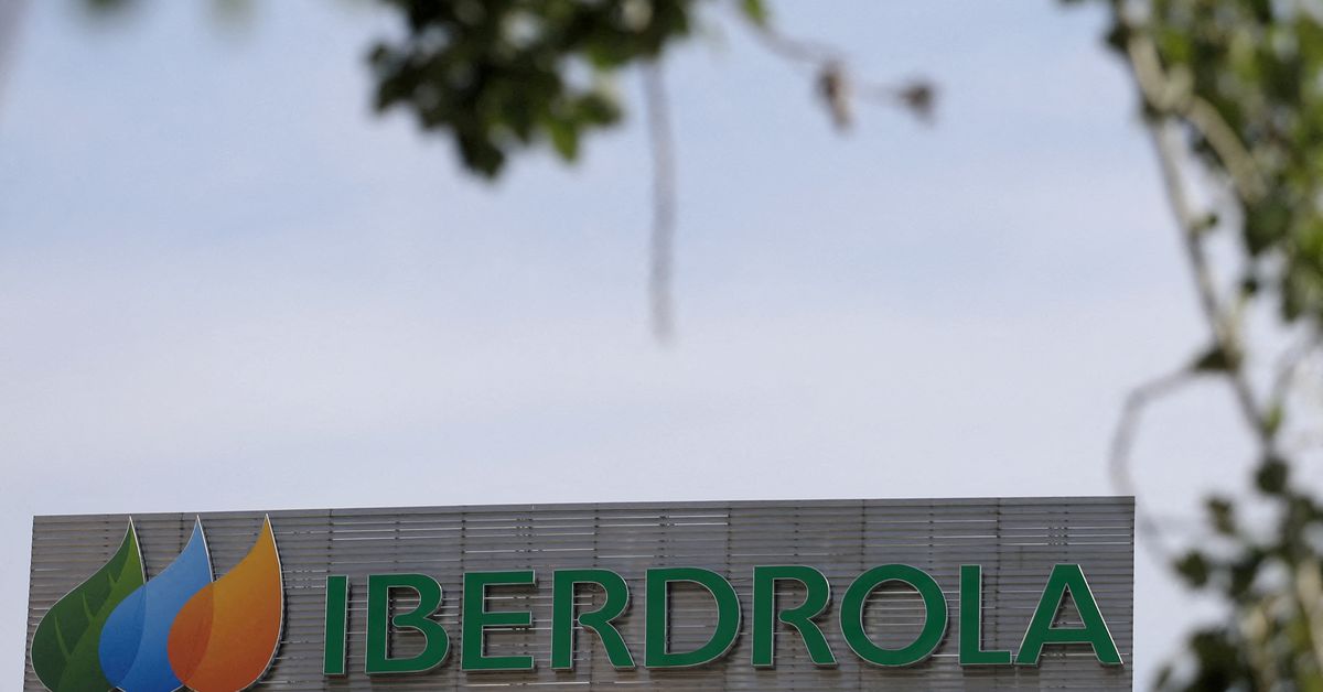 The logo of Spanish utility company Iberdrola is seen outside its headquarters in Madrid