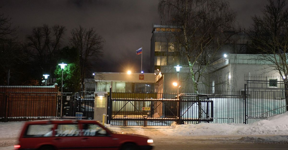 A general view of the Russian embassy in Stockholm