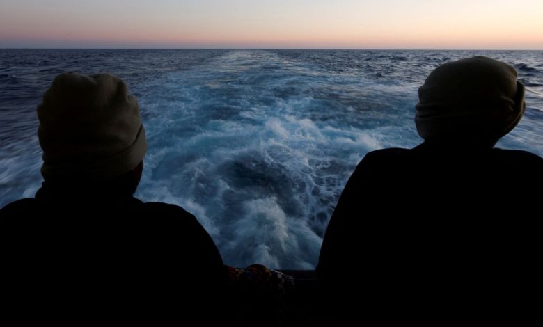 Rescued migrants on MSF rescue ship Geo Barents in the Mediterranean