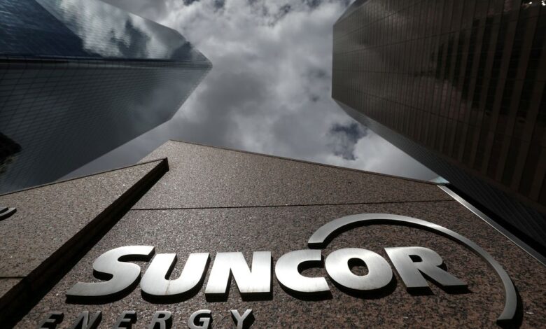 FILE PHOTO: The Suncor Energy logo is seen at their head office in Calgary