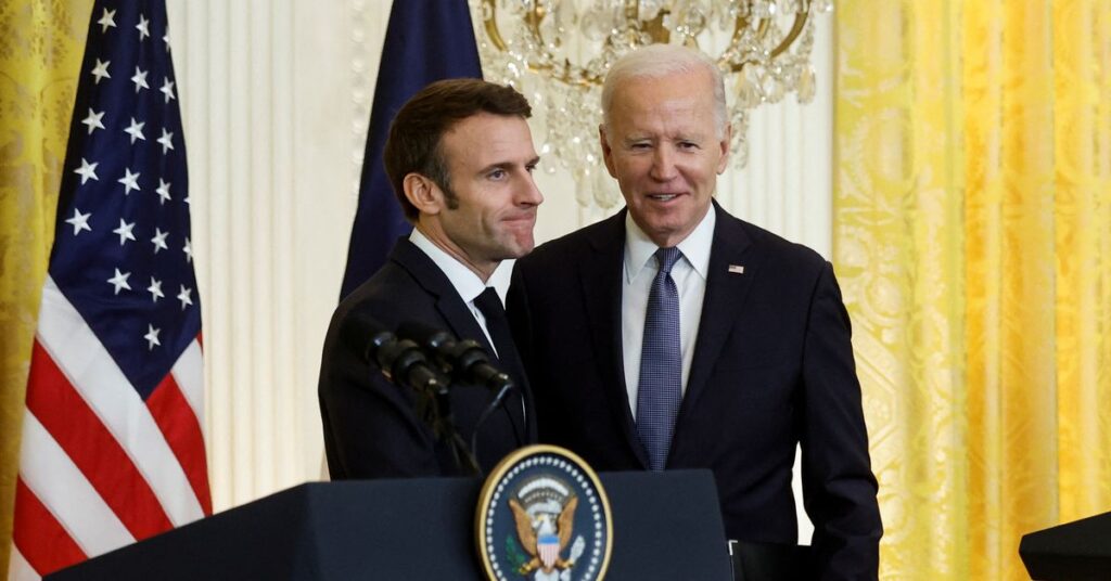 U.S. President Biden and French President Macron hold joint news conference at the White House in Washington