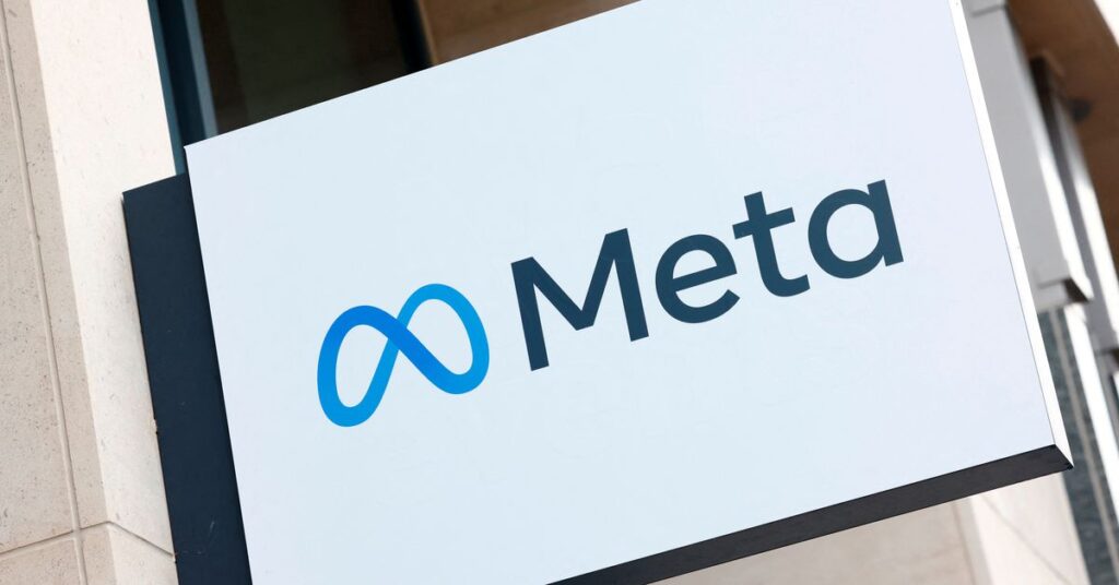 The logo of Meta Platforms' business group is seen in Brussels