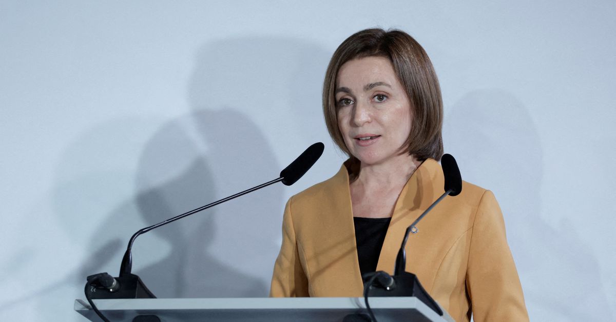 Moldovan President Maia Sandu attends a news conference in Prague