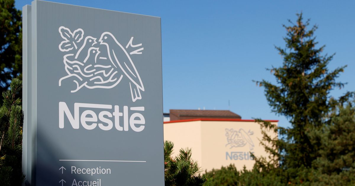 Logo is pictured on the Nestle research center in Lausanne