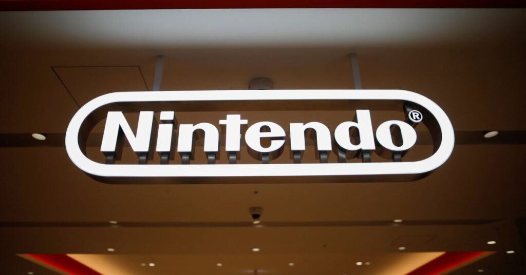 The Nintendo logo is displayed at the Nintendo Tokyo store
