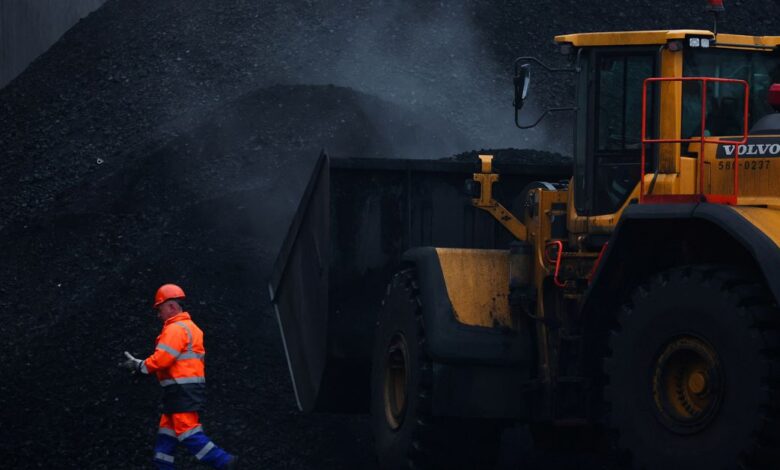 The coal is unloaded from a vessel in Port Gdanski Eksploatacja, Gdansk
