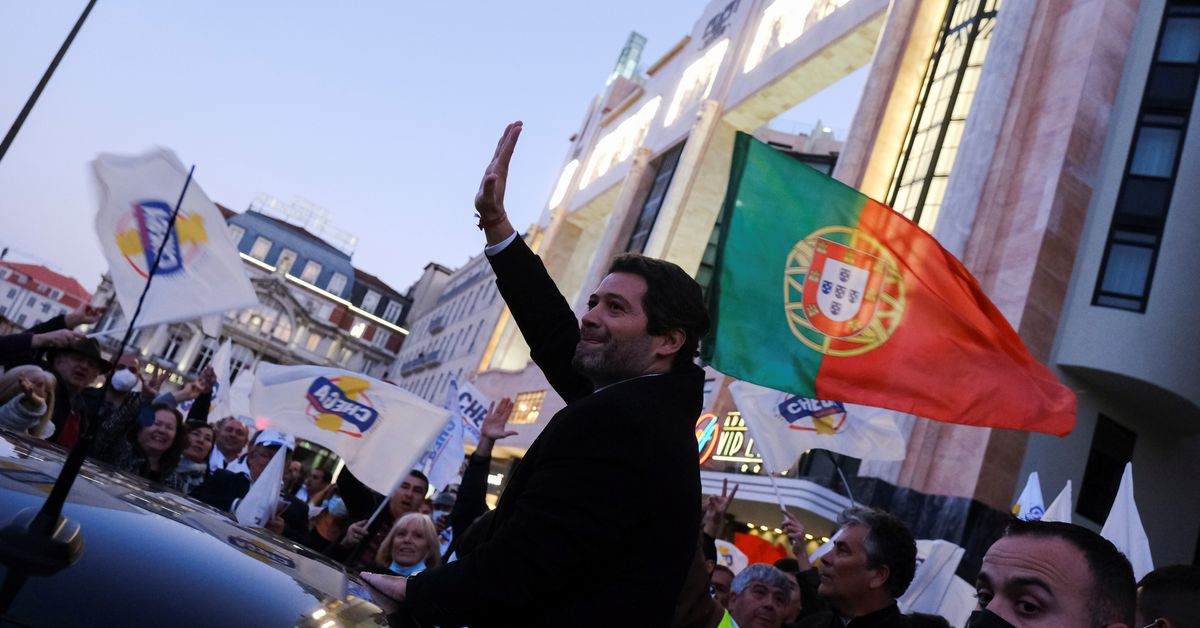 Far right political party Chega leader Andre Ventura campaigns for general elections, in Lisbon