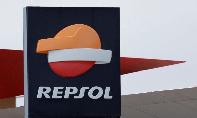 The logo of Spanish energy group Repsol is seen at a gas station in Vecindario
