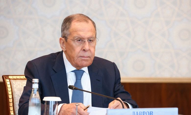 Russian Foreign Minister Sergei Lavrov takes part in a meeting of the CIS Council of Foreign Ministers in Samarkand