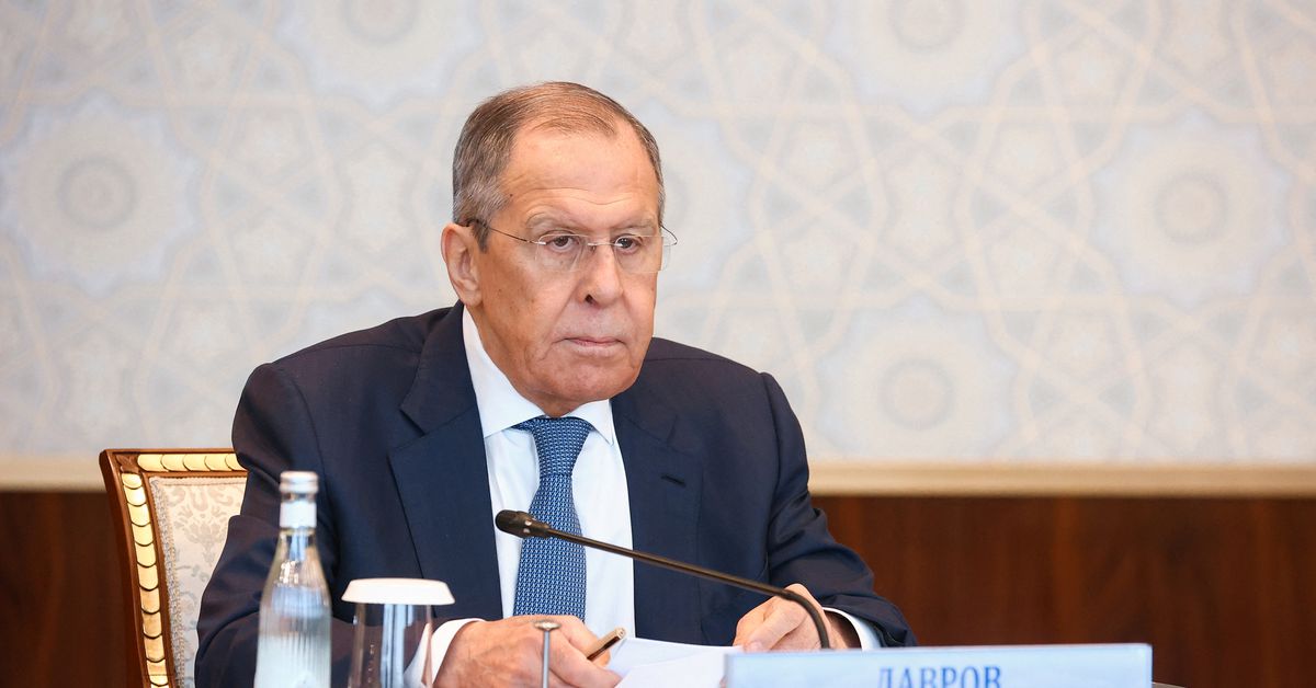Russian Foreign Minister Sergei Lavrov takes part in a meeting of the CIS Council of Foreign Ministers in Samarkand