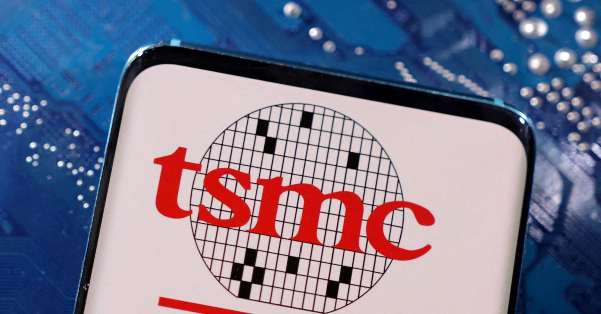 Illustration shows TSMC (Taiwan Semiconductor Manufacturing Company) logo