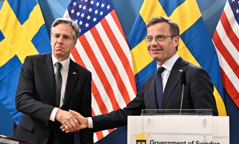 U.S. Secretary of State Antony Blinken and Sweden's Prime Minister Ulf Kristersson meet, in Lulea