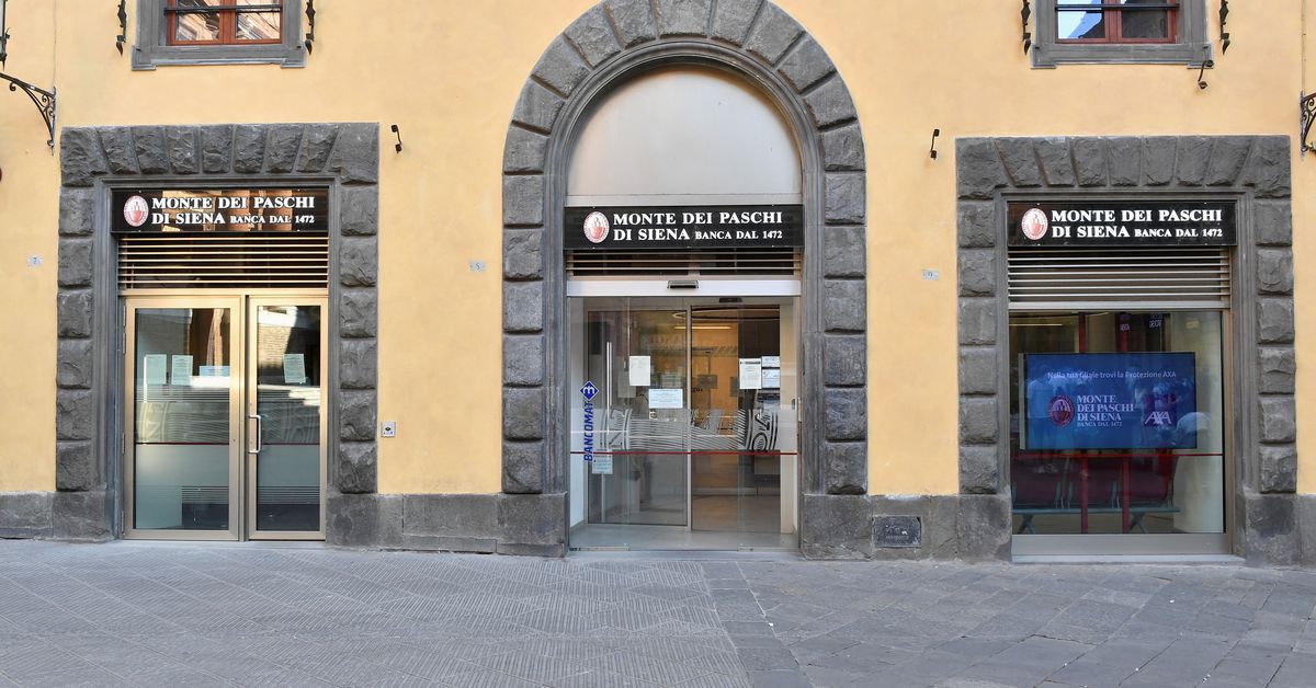 A branch of Monte dei Paschi di Siena (MPS) bank in Siena, Italy