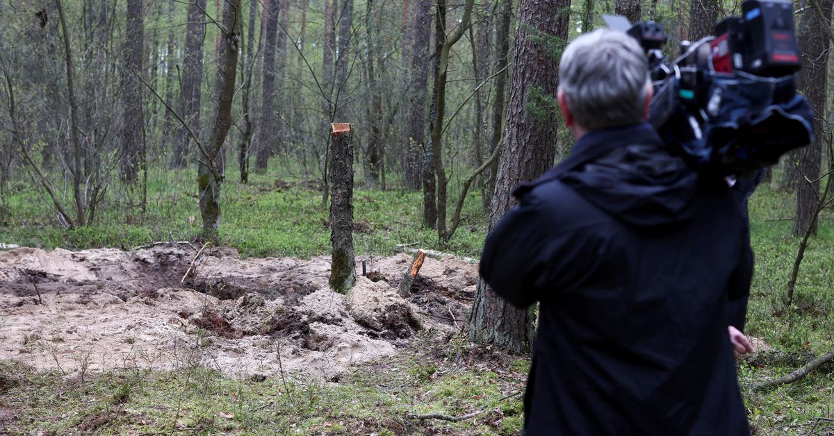 General view of the site where remains of an unidentified military object were found near the city of Bydgoszcz