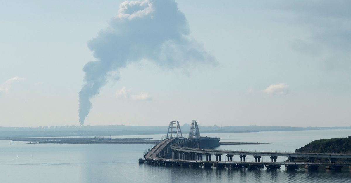 Fuel depot ablaze near key Crimea bridge in Russia