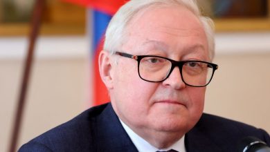 Russian Deputy Foreign Minister Ryabkov attends a news conference in Geneva