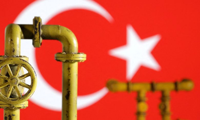 Illustration shows natural gas pipeline and Turkey flag