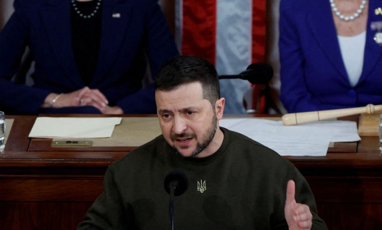 Ukraine's President Volodymyr Zelenskiy addresses a joint meeting of U.S. Congress at the U.S. Capitol in Washington
