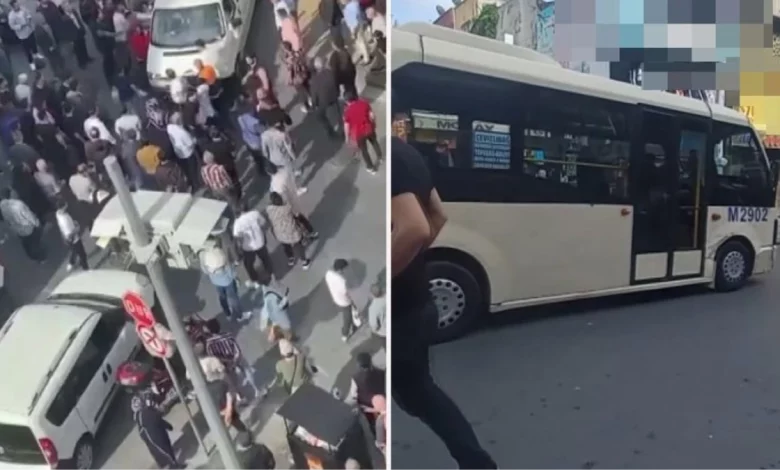 Əlindəki çubuqla ictimai avtobusa hücum edən mikroavtobus sürücüsü qəzəbli izdiham tərəfindən linç edilib.