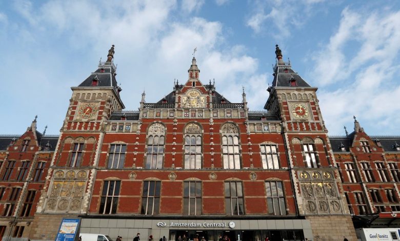View of Central train station of Amsterdam,