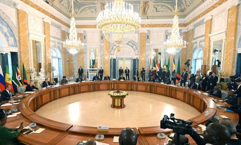 Russian President Vladimir Putin meets with delegation of African leaders in Saint Petersburg